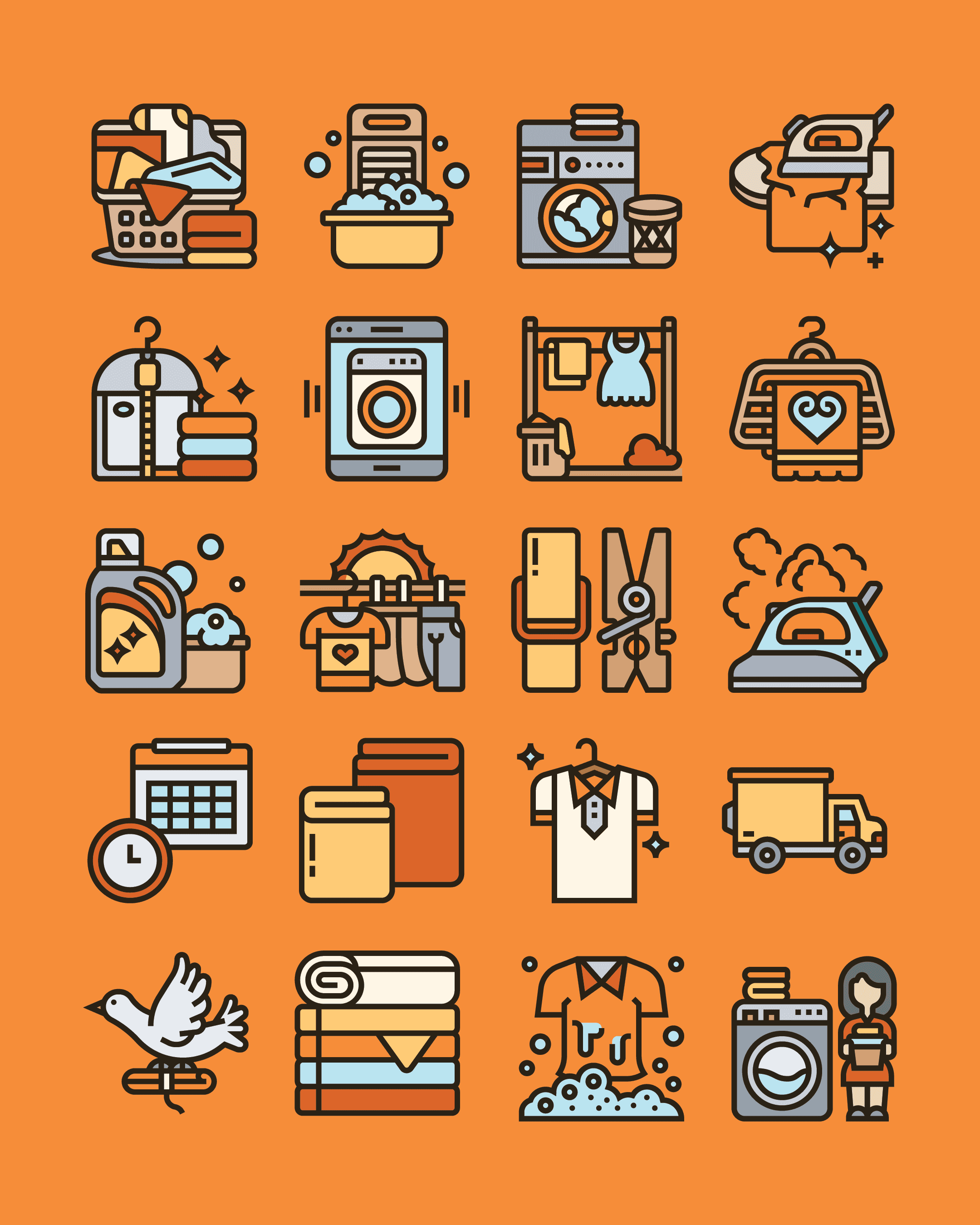 Modern laundry service icons used in laundromat website design for Star Laundromats New York.